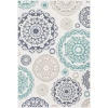 Livabliss Alfresco ALF9665 Teal Charcoal Area Rug 8 ft. 10 in. Round