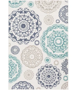 Livabliss Alfresco ALF9665 Teal Charcoal Area Rug 8 ft. 10 in. Square