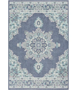 Livabliss Alfresco ALF9670 Charcoal Aqua Area Rug 7 ft. 3 in. Round