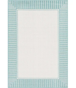 Livabliss Alfresco ALF9680 Teal White Area Rug 5 ft. 3 in. X 7 ft. 7 in. Rectangle