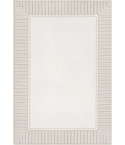 Livabliss Alfresco ALF9681 Taupe White Area Rug 8 ft. 10 in. Square