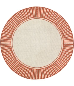Livabliss Alfresco ALF9683 Burnt Orange Cream Area Rug 8 ft. 10 in. Round