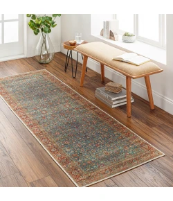 Livabliss Amelie AML2356 Deep Teal Burgundy Area Rug 2 ft. 7 in. X 7 ft. 10 in. Runner