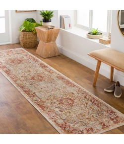 Livabliss Aspendos APS2308 Light Gray Brick Red Area Rug 2 ft. 7 in. X 7 ft. 3 in. Runner