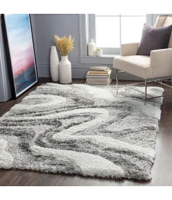 Livabliss Alta shag ASG2303 Charcoal White Area Rug 8 ft. 10 in. X 12 ft. Rectangle