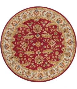 Livabliss Caesar CAE1022 Dark Red Cream Area Rug 6 ft. Round