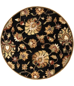 Livabliss Caesar CAE1027 Black Beige Area Rug 6 ft. Round