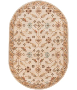 Livabliss Caesar CAE1084 Khaki Dark Brown Area Rug 6 ft. X 9 ft. Oval