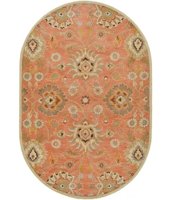 Livabliss Caesar CAE1107 Burnt Orange Khaki Area Rug 6 ft. X 9 ft. Oval