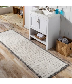 Surya Carre CCR2301 Black Light Gray Area Rug 2 ft. 6 in. X 8 ft. Runner