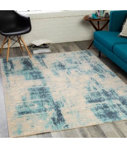 Livabliss City Light CYL2334 Navy Aqua Area Rug 5 ft. 3 in. X 7 ft. 3 in. Rectangle