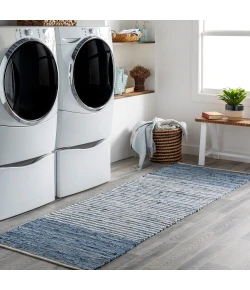 Livabliss Denim DNM1001 Bright Blue Navy Area Rug 3 ft. X 12 ft. Runner