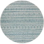 Livabliss Eagean EAG2307 Aqua Black Area Rug 7 ft. 10 in. Round