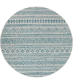 Livabliss Eagean EAG2307 Aqua Black Area Rug 7 ft. 10 in. Round