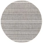 Livabliss Eagean EAG2345 Black White Area Rug 6 ft. 7 in. Round