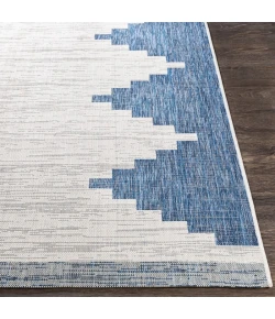 Livabliss Eagean EAG2355 Bright Blue White Area Rug 6 ft. 7 in. Square