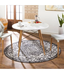 Livabliss Eagean EAG2379 Black Charcoal Area Rug 5 ft. 3 in. Round