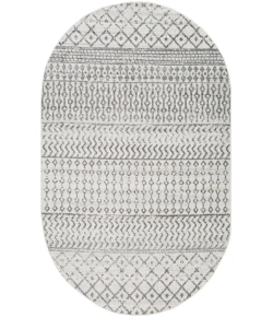 Livabliss Elaziz ELZ2369 Light Grey Taupe Area Rug 4 ft. X 6 ft. Oval Oval