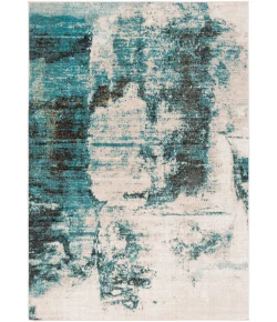 Livabliss Rafetus ETS2354 Teal Black Area Rug 2 ft. X 2 ft. 11 in. Rectangle