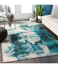 Livabliss Rafetus ETS2354 Teal Black Area Rug 2 ft. X 2 ft. 11 in. Rectangle