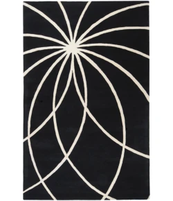 Livabliss Forum FM7072 Black Cream Area Rug 6 ft. X 9 ft. Kidney