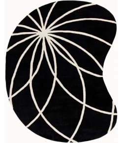Livabliss Forum FM7072 Black Cream Area Rug 8 ft. X 10 ft. Kidney