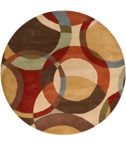 Livabliss Forum FM7108 Tan Dark Brown Area Rug 6 ft. Round