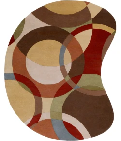 Livabliss Forum FM7108 Tan Dark Brown Area Rug 8 ft. X 10 ft. Kidney