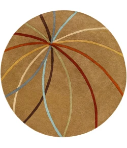 Livabliss Forum FM7140 Tan Dark Brown Area Rug 4 ft. Round