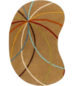 Livabliss Forum FM7140 Tan Dark Brown Area Rug 8 ft. X 10 ft. Kidney