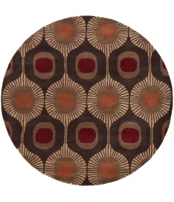 Livabliss Forum FM7170 Dark Brown Camel Area Rug 9 ft. 9 in. Round