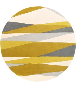 Livabliss Forum FM7203 Cream Lime Area Rug 6 ft. Round