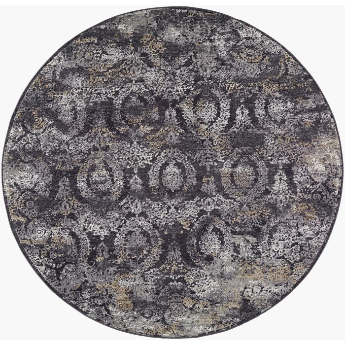 Livabliss Gakko Black GKK-2304 5 ft. 3 in. X 5 ft. 3 in. Round Rug