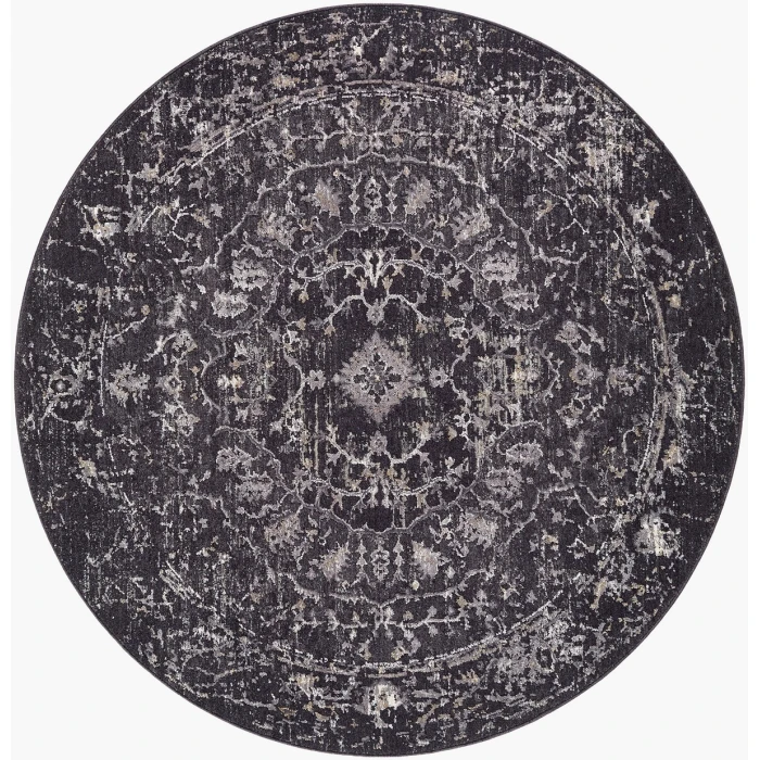 Livabliss Gakko Black GKK-2311 5 ft. 3 in. X 5 ft. 3 in. Round Rug
