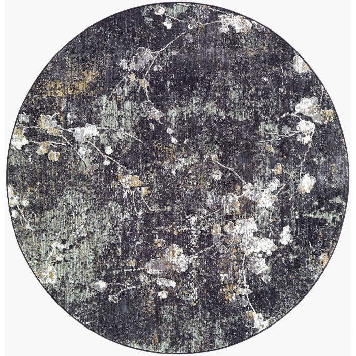 Livabliss Gakko Black GKK-2315 5 ft. 3 in. X 5 ft. 3 in. Round Rug