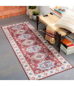 Livabliss Iris IRS2307 Burgandy Ivory Area Rug 2 ft. 7 in. X 7 ft. 7 in. Runner