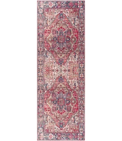 Livabliss Iris IRS2357 Burgundy Dark Blue Area Rug 2 ft. 6 in. X 7 ft. 6 in. Runner