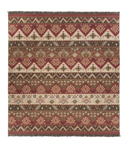 Livabliss Jewel Tone JT8 Khaki Dark Red Area Rug 10 ft. Square