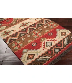 Livabliss Jewel Tone JT8 Khaki Dark Red Area Rug 6 ft. X 9 ft. Rectangle