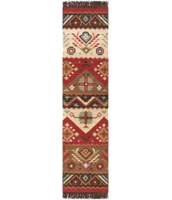 Livabliss Jewel Tone JT8 Khaki Dark Red Area Rug 2 ft. X 8 ft. Runner