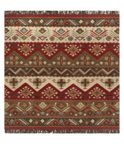 Livabliss Jewel Tone JT8 Khaki Dark Red Area Rug 8 ft. Square