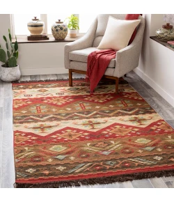 Livabliss Jewel Tone JT8 Khaki Dark Red Area Rug 8 ft. Square