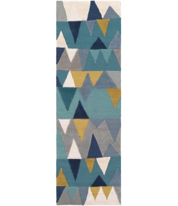 Livabliss Kennedy KDY3012 Bright Blue Aqua Area Rug 10 ft. Square