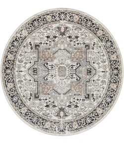 Livabliss Lavadora LVR2322 Black Taupe Area Rug 6 ft. 7 in. Round