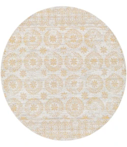 Livabliss Lavadora LVR2327 Mustard Gray Area Rug 6 ft. 7 in. Round