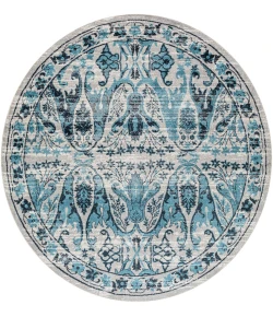 Livabliss Lavadora LVR2333 Ink Blue Blue Area Rug 6 ft. 7 in. Round