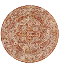 Livabliss Mirabel MBE2304 Peach Burnt Orange Area Rug 6 ft. 7 in. Round
