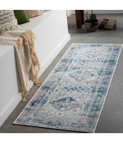 Livabliss Monte Carlo MNC2313 Blue Light Gray Area Rug 2 ft. 7 in. X 10 ft. Runner