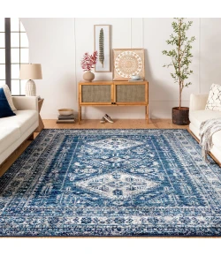 Livabliss Monte Carlo MNC2315 Navy Light Gray Area Rug 2 ft. 7 in. X 10 ft. Runner