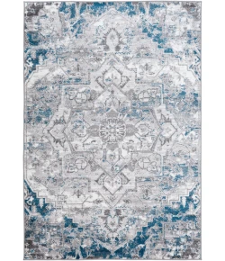 Livabliss Monte Carlo MNC2318 Sky Blue Light Gray Area Rug 5 ft. 3 in. Round